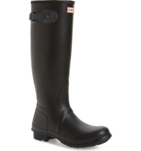 Hunter black tall waterproof rain boot