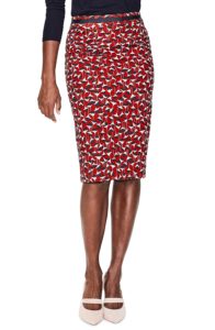 Boden Red/Navy Floral Pencil Skirt