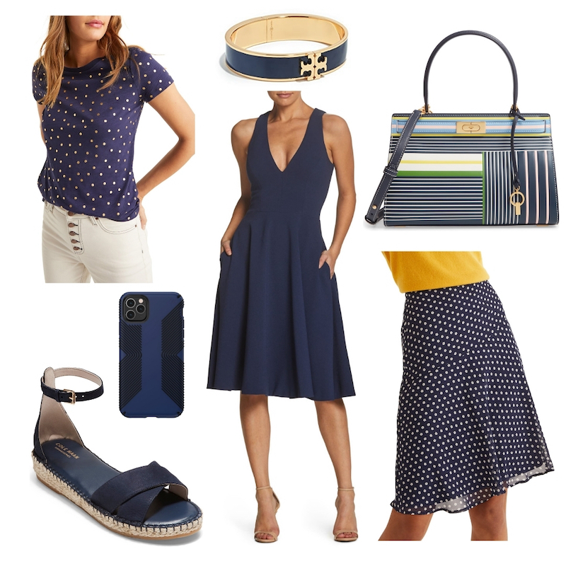 Outfit Ideas: a collection of navy colored clothing and accessories