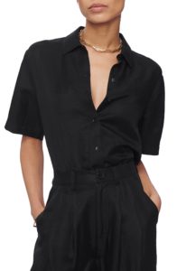 Anine Bing Burni Short Sleeve Button-Up Shirt