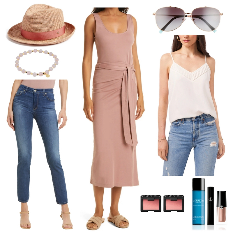 assortment of rose colored summer clothing