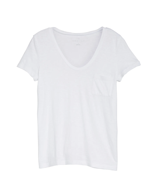 Caslon Rounded V-Neck T-Shirt in White