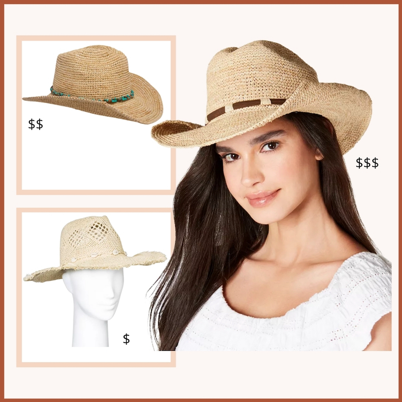 straw cowboy hats at various prices