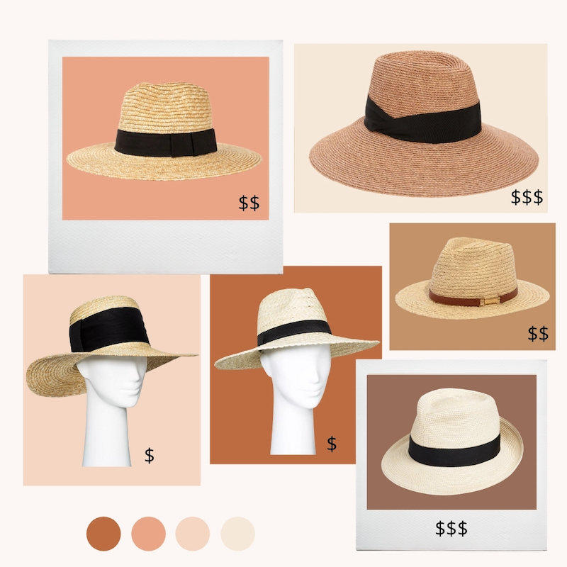 elegant banded straw hats at various prices