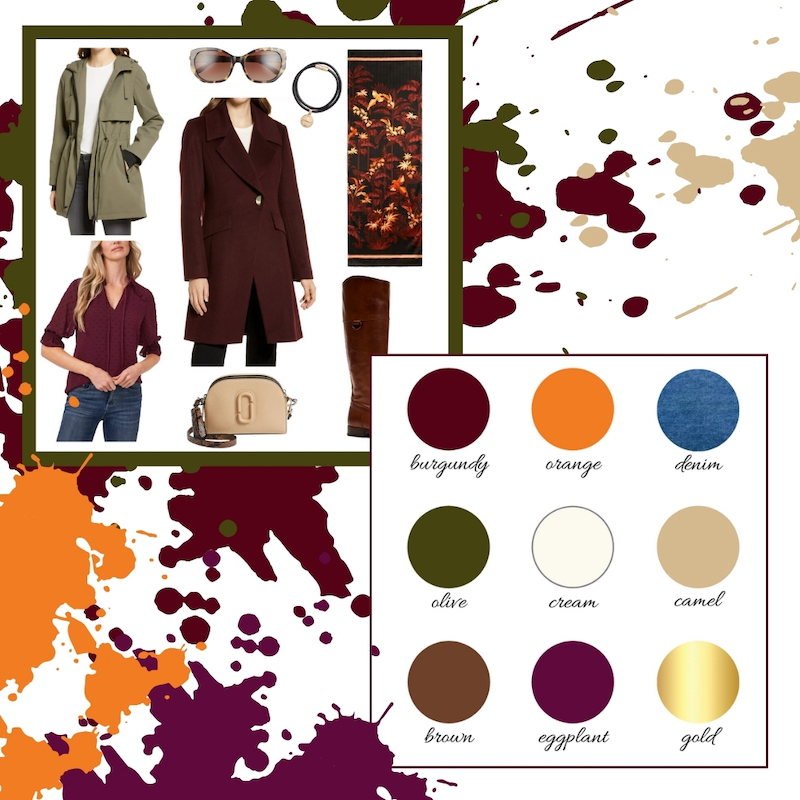 selection of clothing and its matching color palette