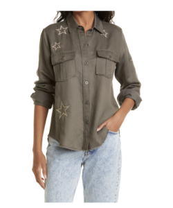 Rails Loren Star Embroidered Military Twill Shirt Jacket