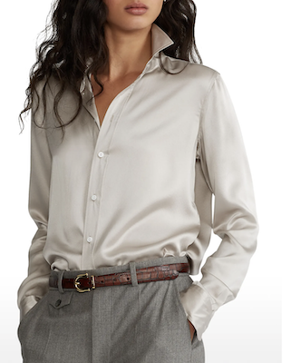 Polo Ralph Lauren Silk Charmeuse Button Down Shirt