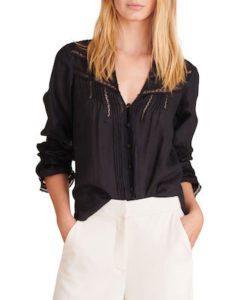 Veronica Beard Raver Embroidered Button Down Top