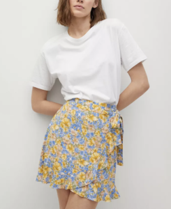 Mango Wrap Floral Mini Skirt