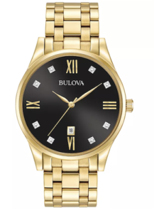 Bulova Men's Diamond Accent Gold Tone Stainless Steel Watch