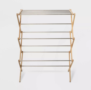 Room Essentials Rubber Wood and Stainless Steel Drying Rack