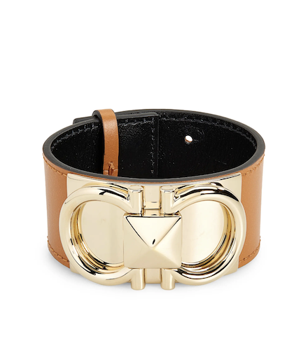 Salvatore Ferragamo Double Gancio Leather Cuff Bracelet