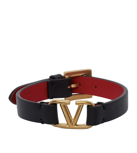 Valentino Garavani Black and Red VLogo Bracelet