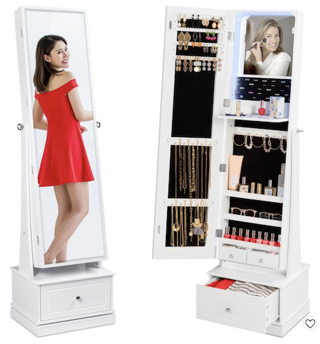 Best Choice Products Standing Mirrored Jewelry Cabinet
