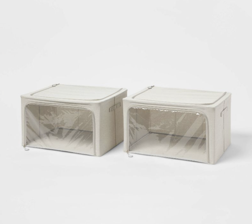 Set of 2 Zipper Fabric Storage Cubes