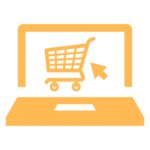 arrow clicking shopping cart on lap top screen