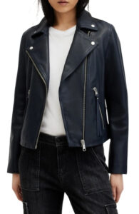 AllSaints Dalby Biker Jacket in Midnight Blue