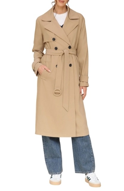 Avec Les Filles Relaxed Button Back Trench Coat