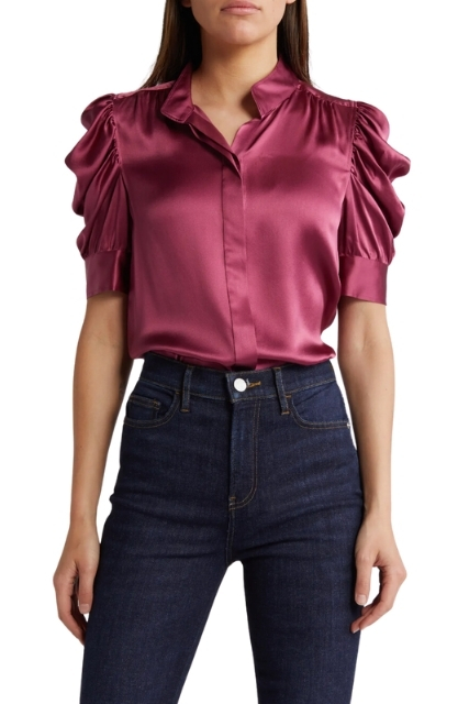 Frame Gillian 3/4 Sleeve Silk Shirt