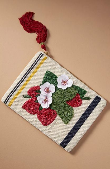 Anthropologie Beaded Garden Party Pouch