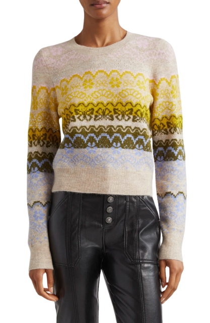Cinq a Sept Fair Isle Studded Sweater