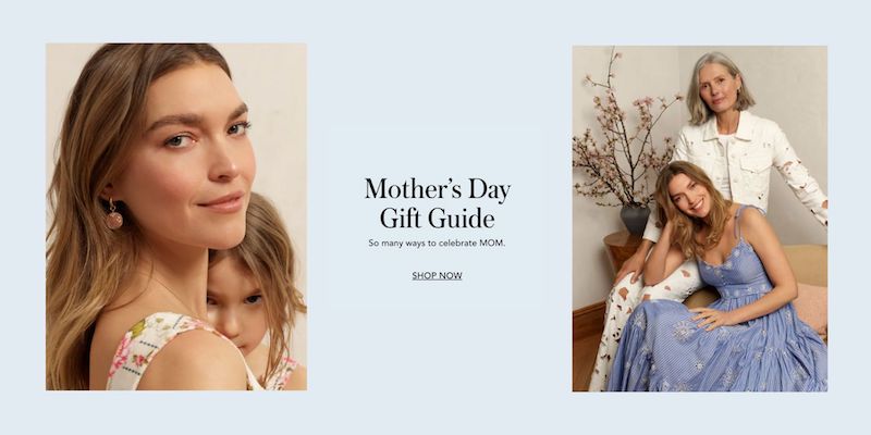 picture of young mother next to young daughter and picture of older mother next to older daughter with caption Mother's Day Gift Guide - Shop Now