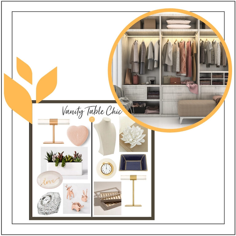 closet filled with beautiful clothes and accessories intended for vanity table